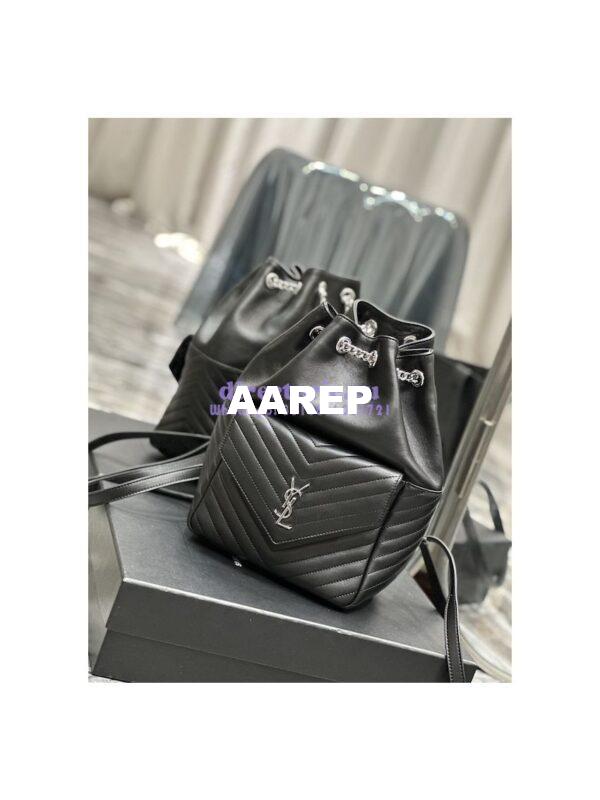 Replica YSL Saint Laurent Joe Backpack In Lambskin 672609 Black Silver Hardware 7