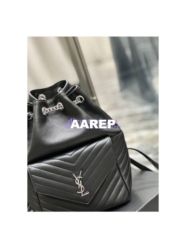 Replica YSL Saint Laurent Joe Backpack In Lambskin 672609 Black Silver Hardware 8
