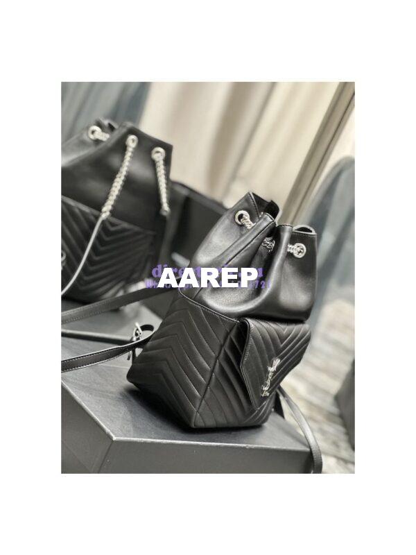 Replica YSL Saint Laurent Joe Backpack In Lambskin 672609 Black Silver Hardware 10