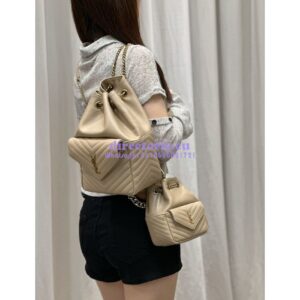 Replica YSL Saint Laurent Joe Mini Bucket Bag In Quilted Lambskin 7016311 Sea Salt 2