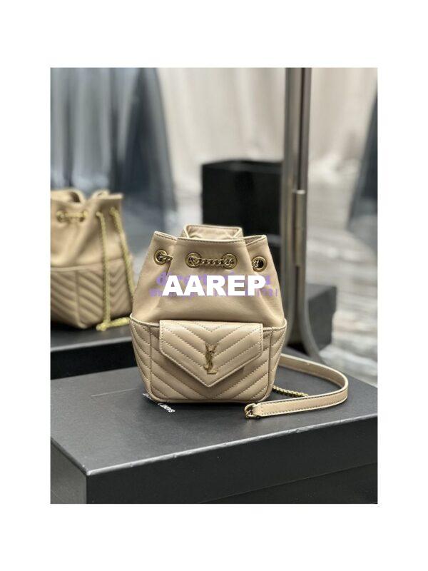 Replica YSL Saint Laurent Joe Mini Bucket Bag In Quilted Lambskin 7016311 Sea Salt 5