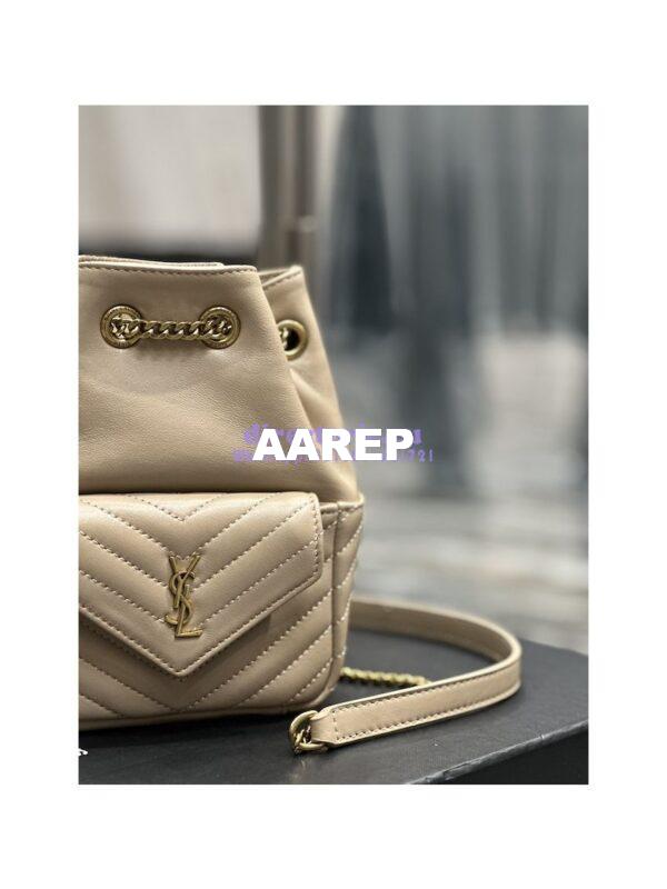 Replica YSL Saint Laurent Joe Mini Bucket Bag In Quilted Lambskin 7016311 Sea Salt 9