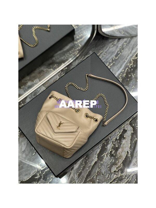 Replica YSL Saint Laurent Joe Mini Bucket Bag In Quilted Lambskin 7016311 Sea Salt 13