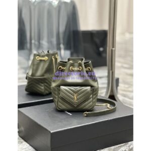 Replica YSL Saint Laurent Joe Mini Bucket Bag In Quilted Lambskin 7016311 Vert Fonce