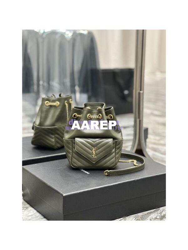 Replica YSL Saint Laurent Joe Mini Bucket Bag In Quilted Lambskin 7016311 Vert Fonce 3