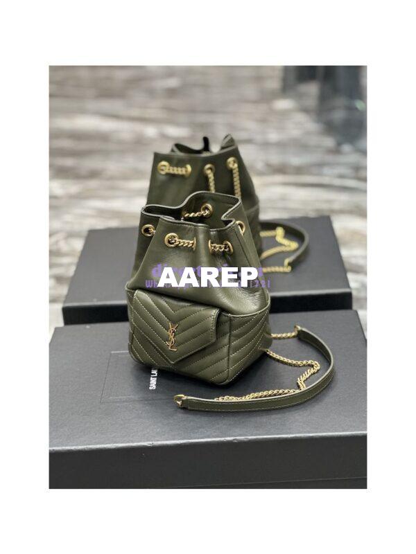 Replica YSL Saint Laurent Joe Mini Bucket Bag In Quilted Lambskin 7016311 Vert Fonce 4