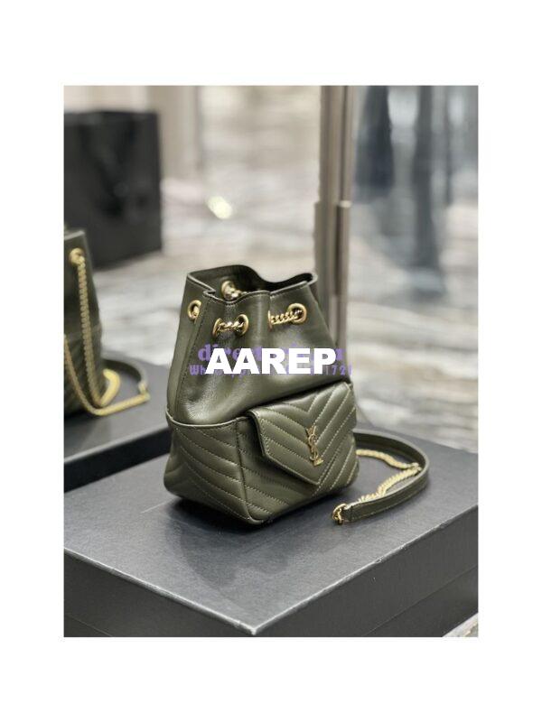 Replica YSL Saint Laurent Joe Mini Bucket Bag In Quilted Lambskin 7016311 Vert Fonce 5