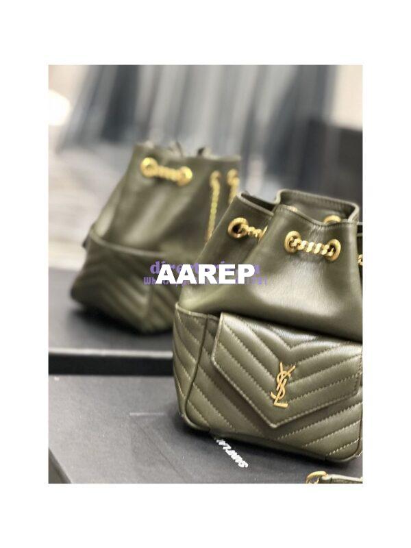 Replica YSL Saint Laurent Joe Mini Bucket Bag In Quilted Lambskin 7016311 Vert Fonce 7