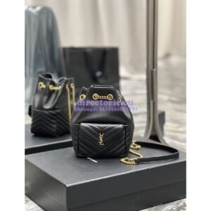 Replica YSL Saint Laurent Joe Mini Bucket Bag In Quilted Lambskin 7016311 Black