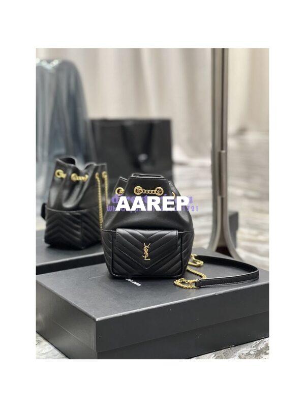 Replica YSL Saint Laurent Joe Mini Bucket Bag In Quilted Lambskin 7016311 Black