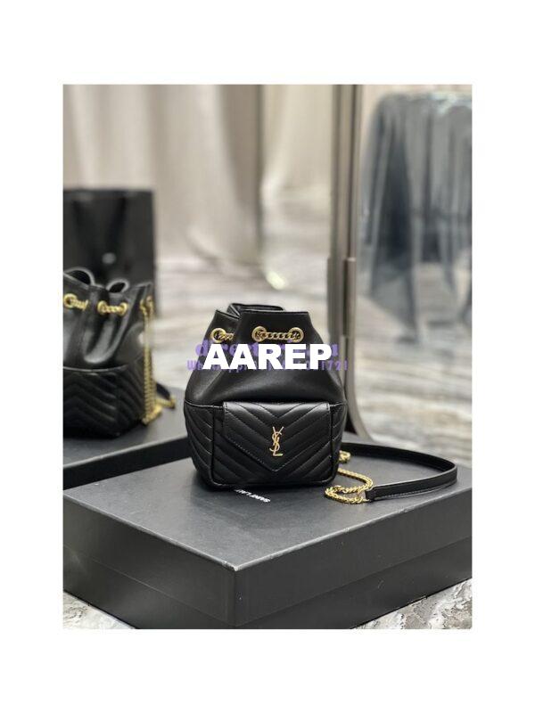 Replica YSL Saint Laurent Joe Mini Bucket Bag In Quilted Lambskin 7016311 Black 2