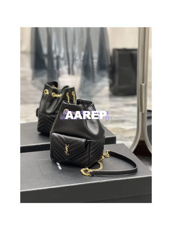 Replica YSL Saint Laurent Joe Mini Bucket Bag In Quilted Lambskin 7016311 Black 3