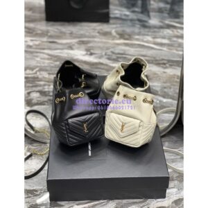 Replica YSL Saint Laurent Joe Mini Bucket Bag In Quilted Lambskin 7016311 Blanc