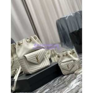 Replica YSL Saint Laurent Joe Mini Bucket Bag In Quilted Lambskin 7016311 Blanc 2