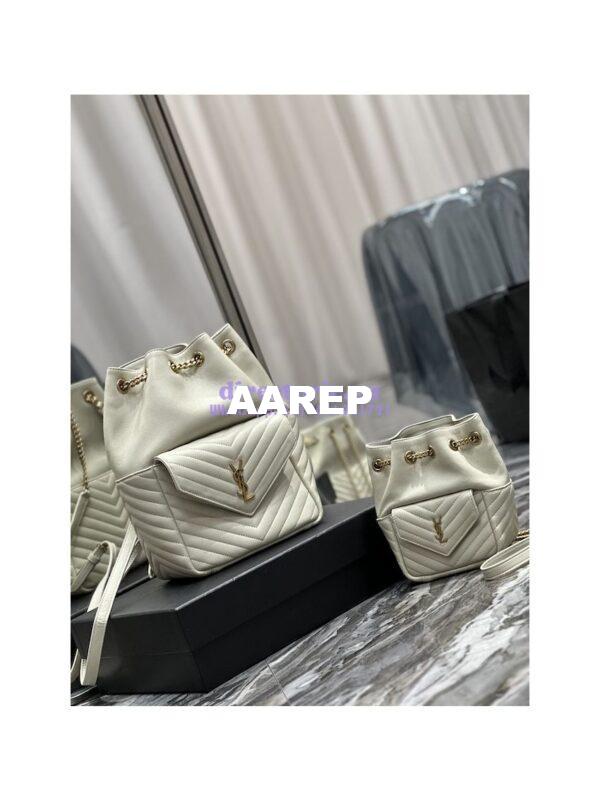 Replica YSL Saint Laurent Joe Mini Bucket Bag In Quilted Lambskin 7016311 Blanc 4