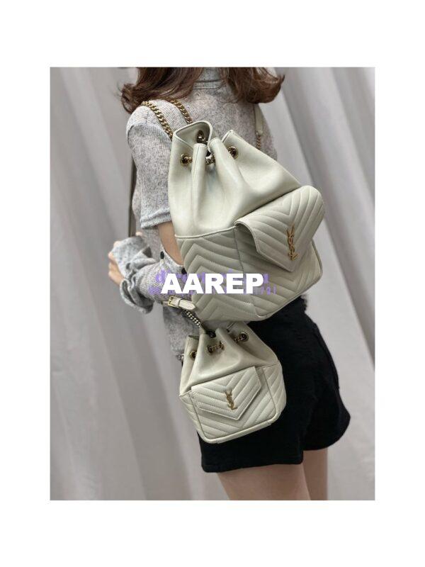 Replica YSL Saint Laurent Joe Mini Bucket Bag In Quilted Lambskin 7016311 Blanc 5