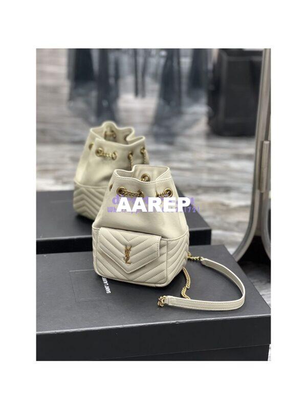 Replica YSL Saint Laurent Joe Mini Bucket Bag In Quilted Lambskin 7016311 Blanc 7