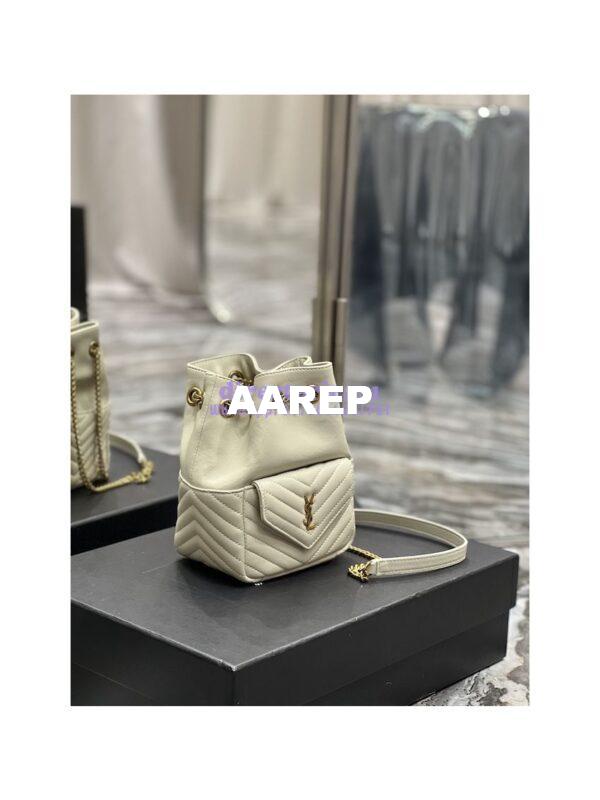 Replica YSL Saint Laurent Joe Mini Bucket Bag In Quilted Lambskin 7016311 Blanc 8