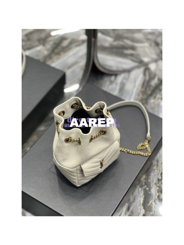 Replica YSL Saint Laurent Joe Mini Bucket Bag In Quilted Lambskin 7016311 Blanc 11