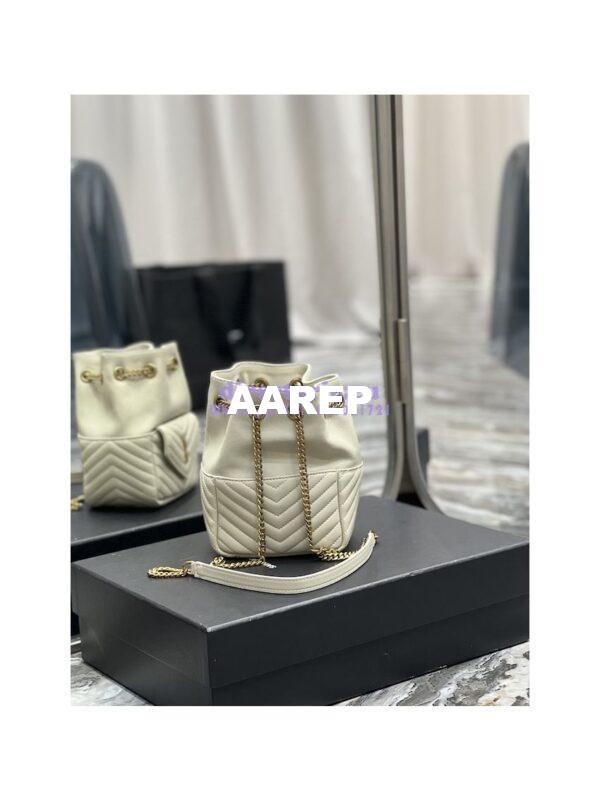 Replica YSL Saint Laurent Joe Mini Bucket Bag In Quilted Lambskin 7016311 Blanc 12