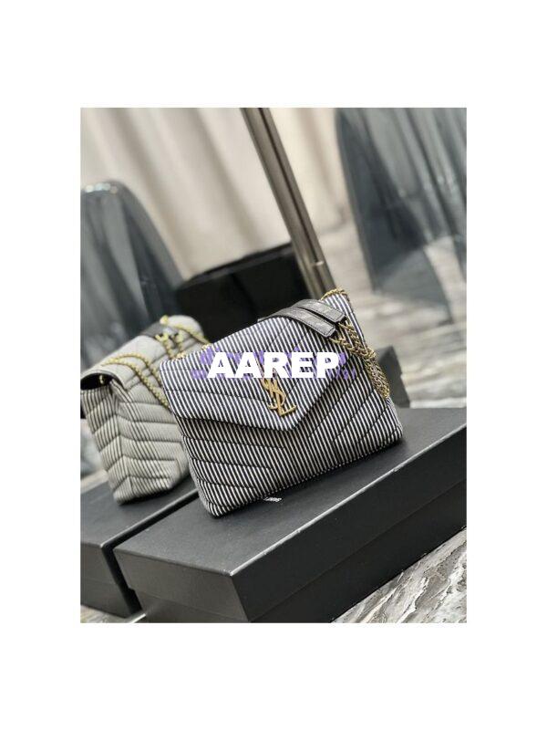 Replica YSL Saint Laurent Loulou Small Chain Bag In "Y"-Quilted Striped Denim 494699