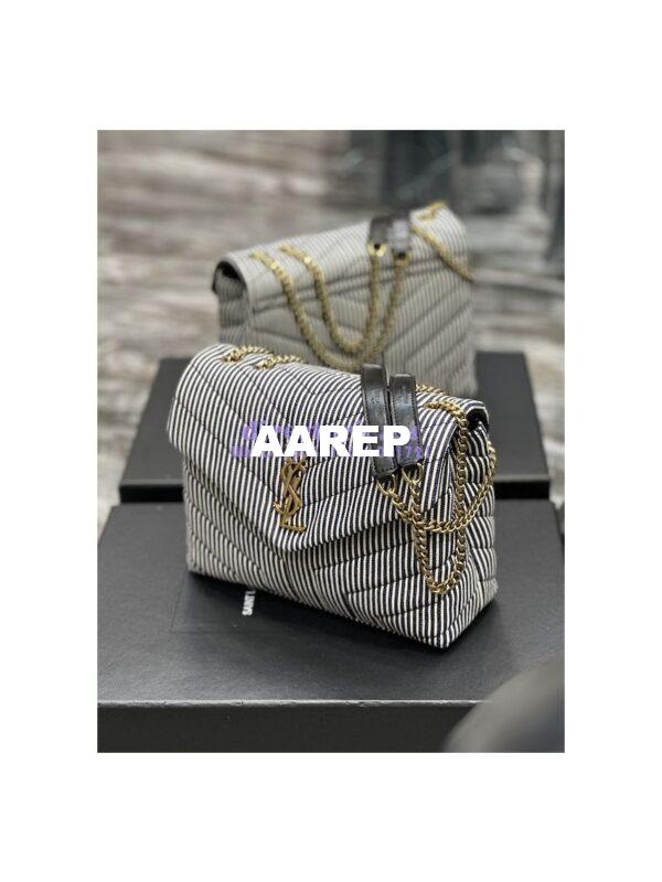 Replica YSL Saint Laurent Loulou Small Chain Bag In "Y"-Quilted Striped Denim 494699 7