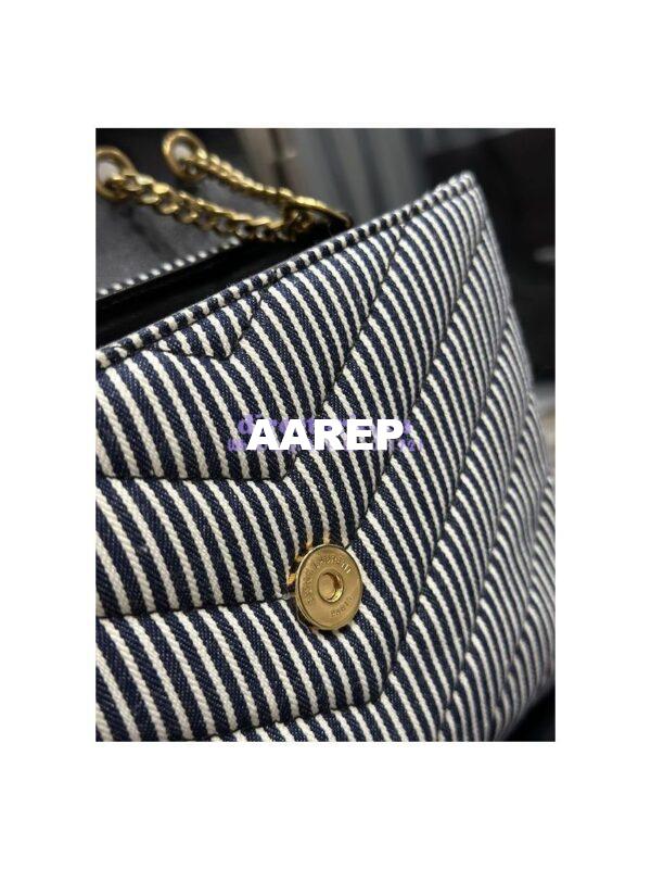 Replica YSL Saint Laurent Loulou Small Chain Bag In "Y"-Quilted Striped Denim 494699 10