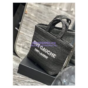 Replica YSL Saint Laurent Rive Gauche Supple Tote Bag In Raffia Crochet 688864 Black
