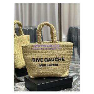 Replica YSL Saint Laurent Rive Gauche Supple Tote Bag In Raffia Crochet 688864 Naturel