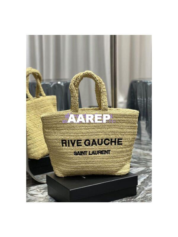 Replica YSL Saint Laurent Rive Gauche Supple Tote Bag In Raffia Crochet 688864 Naturel