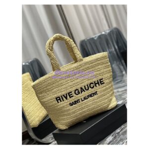 Replica YSL Saint Laurent Rive Gauche Supple Tote Bag In Raffia Crochet 688864 Naturel 2