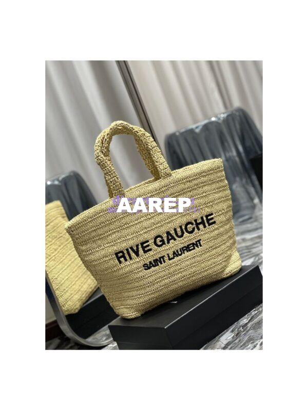 Replica YSL Saint Laurent Rive Gauche Supple Tote Bag In Raffia Crochet 688864 Naturel 2