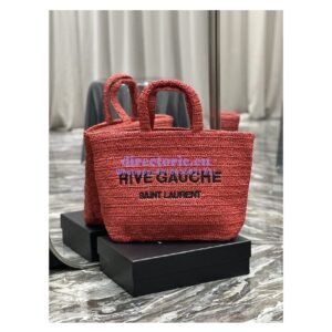 Replica YSL Saint Laurent Rive Gauche Supple Tote Bag In Raffia Crochet 688864 Red