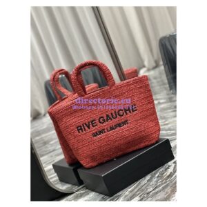 Replica YSL Saint Laurent Rive Gauche Supple Tote Bag In Raffia Crochet 688864 Red 2
