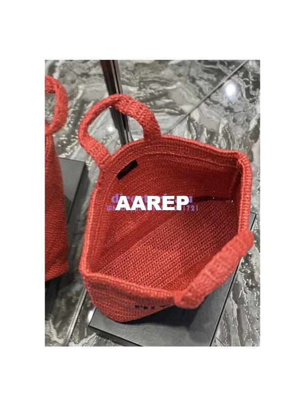 Replica YSL Saint Laurent Rive Gauche Supple Tote Bag In Raffia Crochet 688864 Red 9