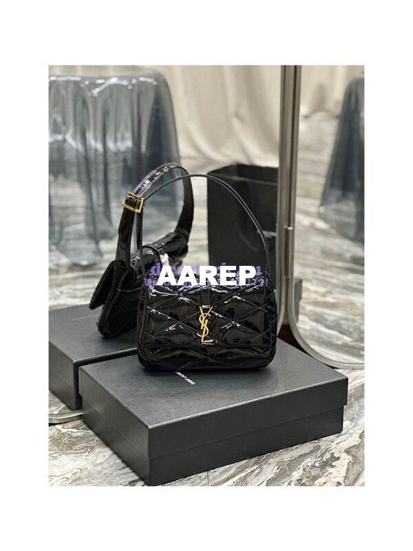 Replica YSL Saint Laurent Le 57 Hobo Bag In Quilted Patent 6985672 Black 3
