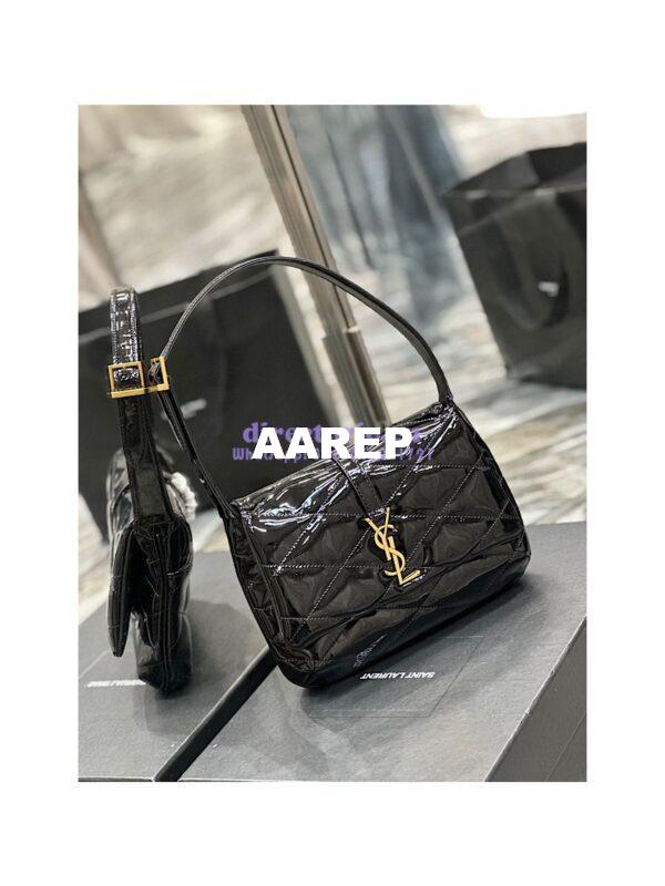 Replica YSL Saint Laurent Le 57 Hobo Bag In Quilted Patent 6985672 Black 4