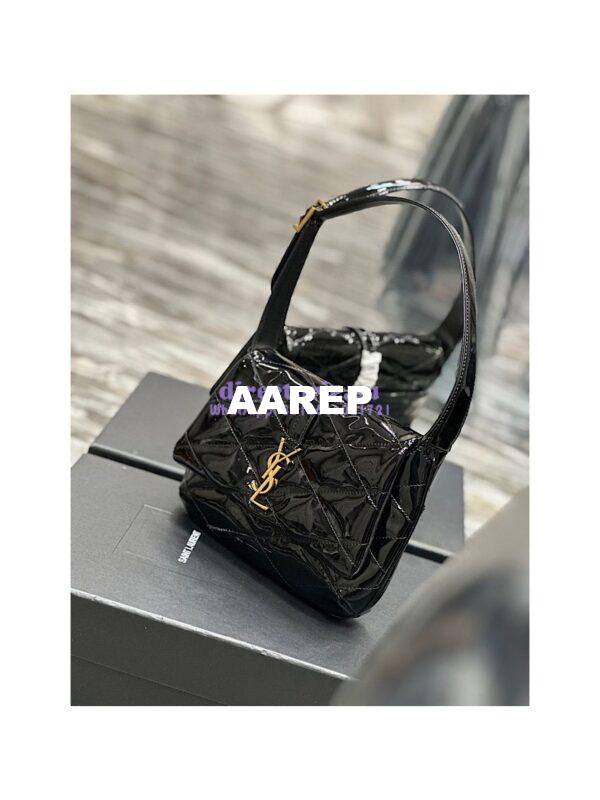 Replica YSL Saint Laurent Le 57 Hobo Bag In Quilted Patent 6985672 Black 5
