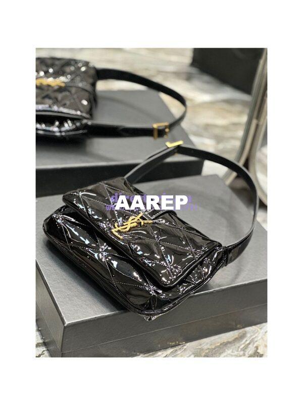 Replica YSL Saint Laurent Le 57 Hobo Bag In Quilted Patent 6985672 Black 6