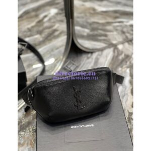 Replica YSL Saint Laurent Cassandre Classic Belt Bag In Grain De Poudre Embossed Leather 589959 All Black