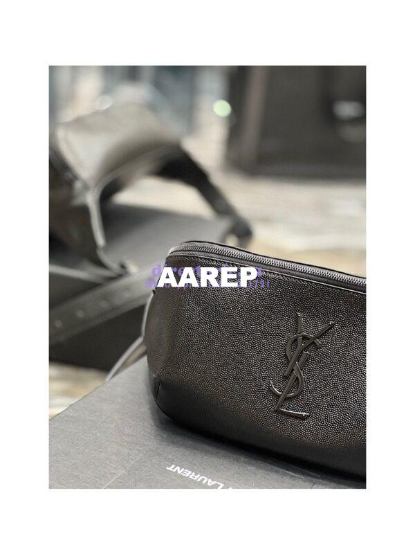 Replica YSL Saint Laurent Cassandre Classic Belt Bag In Grain De Poudre Embossed Leather 589959 All Black 7