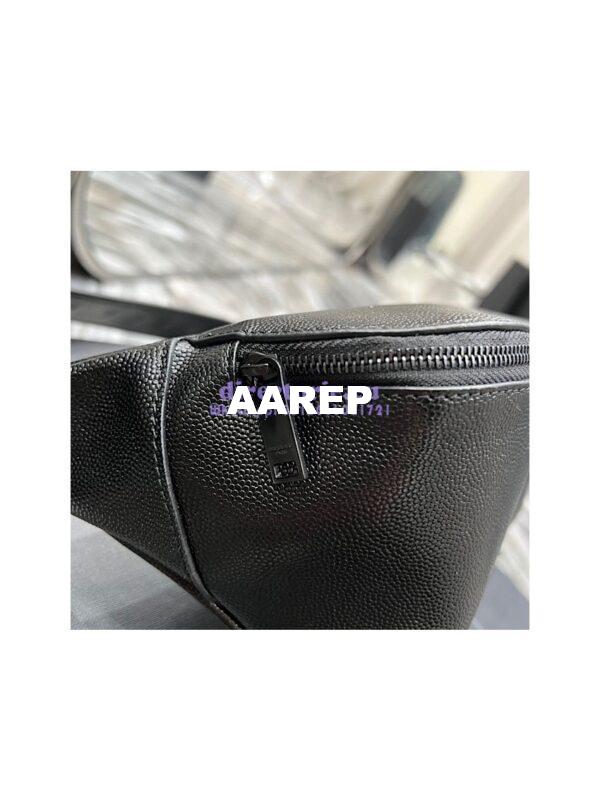 Replica YSL Saint Laurent Cassandre Classic Belt Bag In Grain De Poudre Embossed Leather 589959 All Black 9