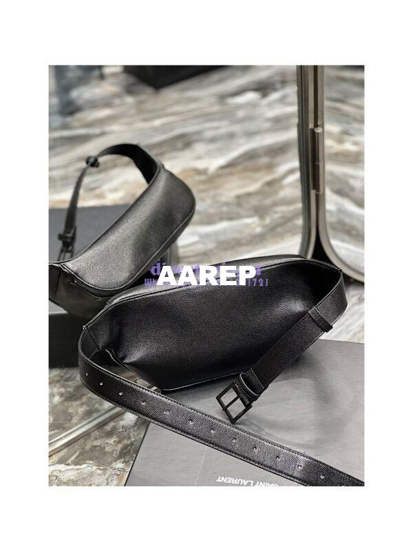 Replica YSL Saint Laurent Cassandre Classic Belt Bag In Grain De Poudre Embossed Leather 589959 All Black 10