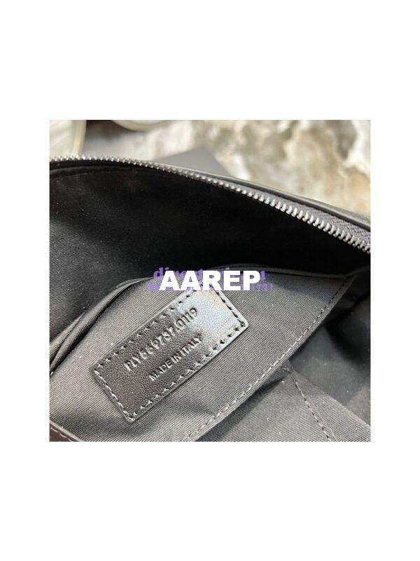 Replica YSL Saint Laurent Cassandre Classic Belt Bag In Grain De Poudre Embossed Leather 589959 All Black 13