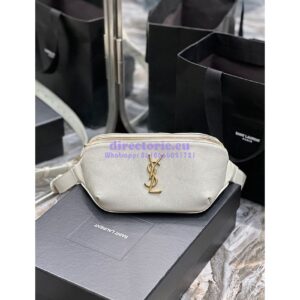 Replica YSL Saint Laurent Cassandre Classic Belt Bag In Grain De Poudre Embossed Leather 589959 White