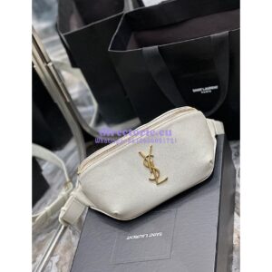 Replica YSL Saint Laurent Cassandre Classic Belt Bag In Grain De Poudre Embossed Leather 589959 White 2