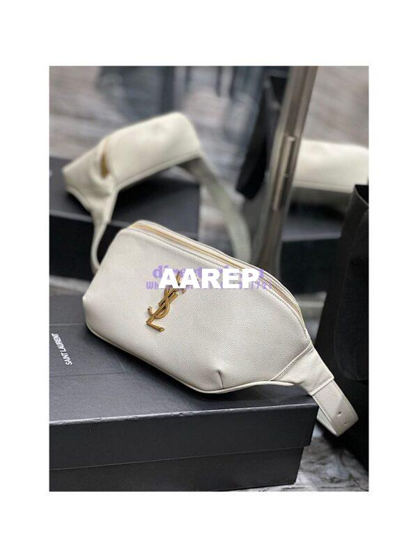 Replica YSL Saint Laurent Cassandre Classic Belt Bag In Grain De Poudre Embossed Leather 589959 White 6