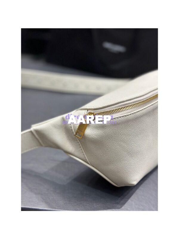 Replica YSL Saint Laurent Cassandre Classic Belt Bag In Grain De Poudre Embossed Leather 589959 White 7