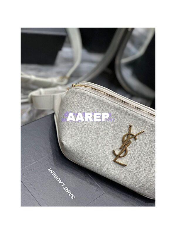 Replica YSL Saint Laurent Cassandre Classic Belt Bag In Grain De Poudre Embossed Leather 589959 White 9