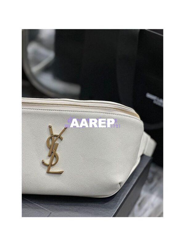 Replica YSL Saint Laurent Cassandre Classic Belt Bag In Grain De Poudre Embossed Leather 589959 White 10